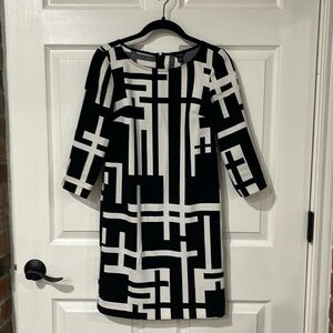 Ann Taylor black and white shift dress